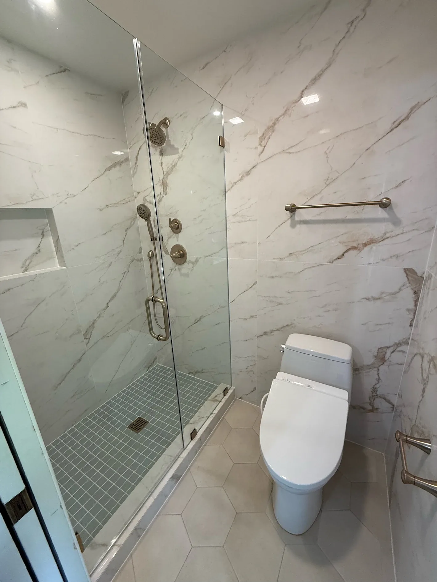 Carmichael bathroom and shower after remodel