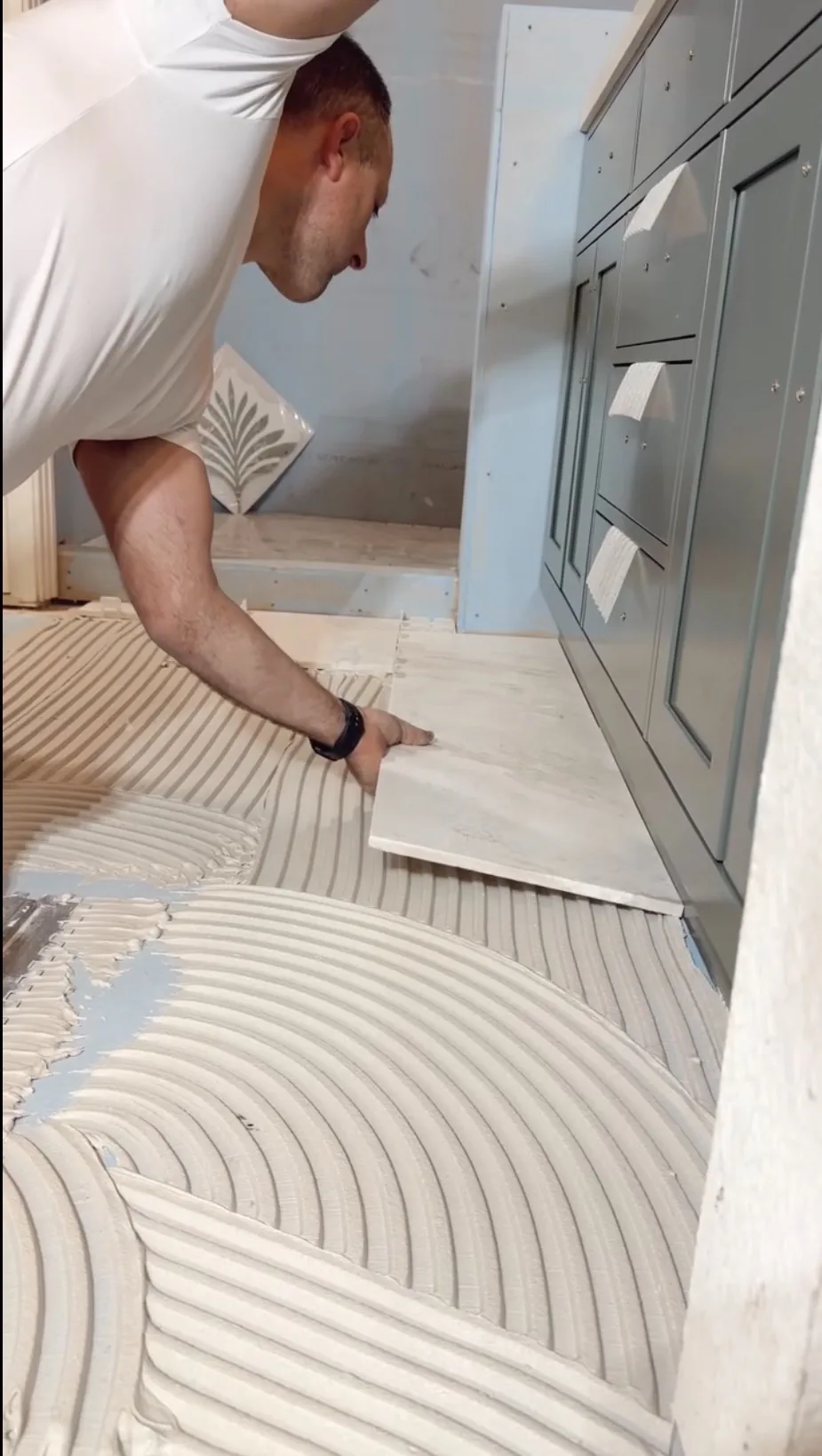 Mike setting large format tile